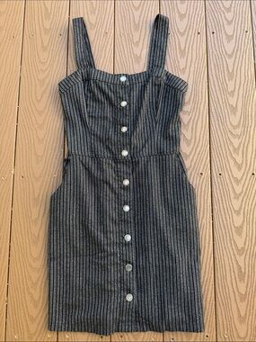Hollister Black Pinstripe Button-Front Mini Dress